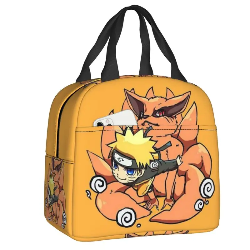 Bolsas de almuerzo con aislamiento térmico personalizadas Uchiha Sasuke, contenedor de almuerzo portátil N-Narutoes para mujer, caja de comida multifunción para la escuela