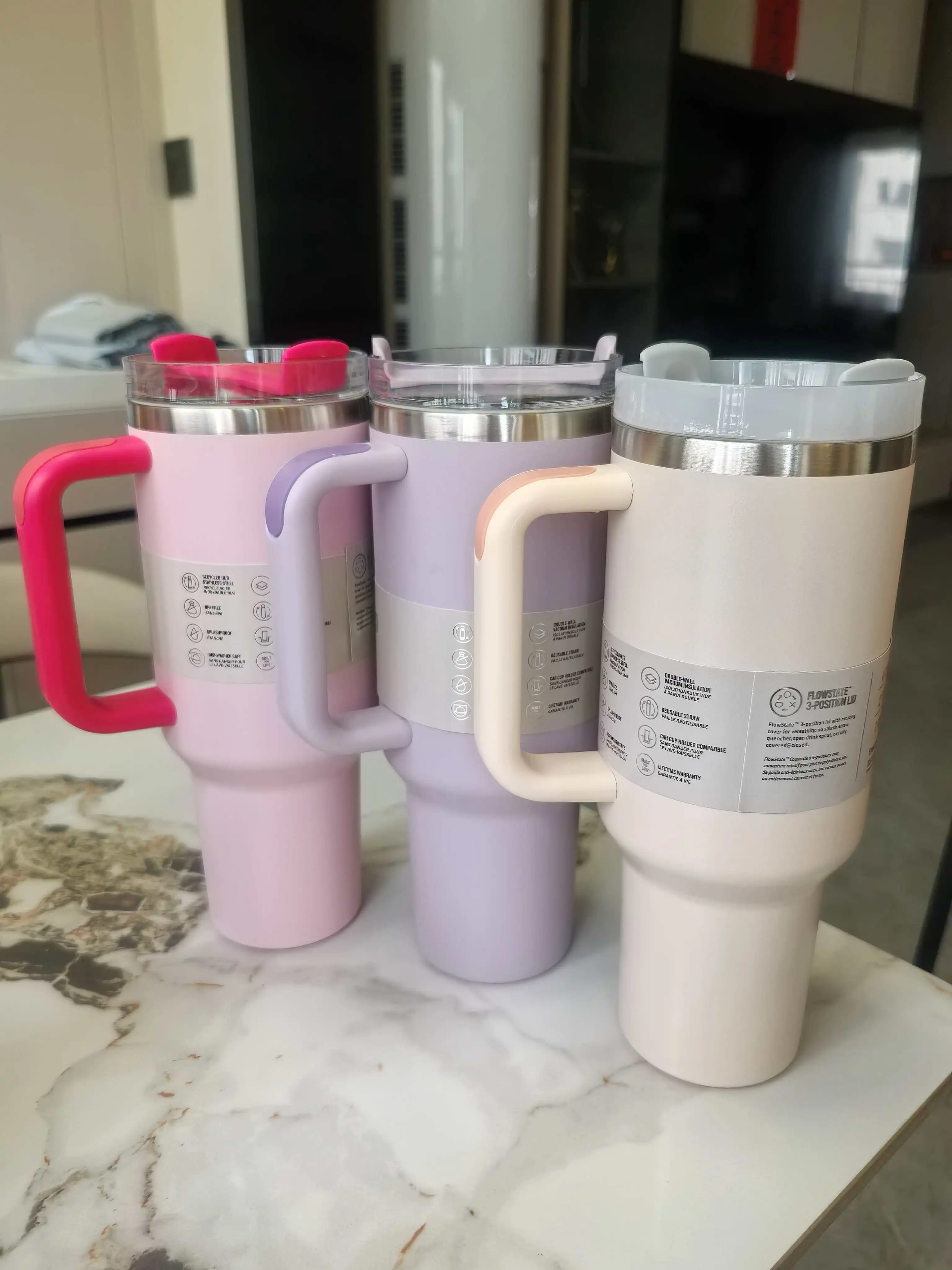 كوب معزول مفرغ 40 أونصة، ترمس مزدوج الجدران، زجاجة مياه للسيارة من الفولاذ المقاوم للصدأ، مناسبة للمشروبات الساخنة والباردة #4