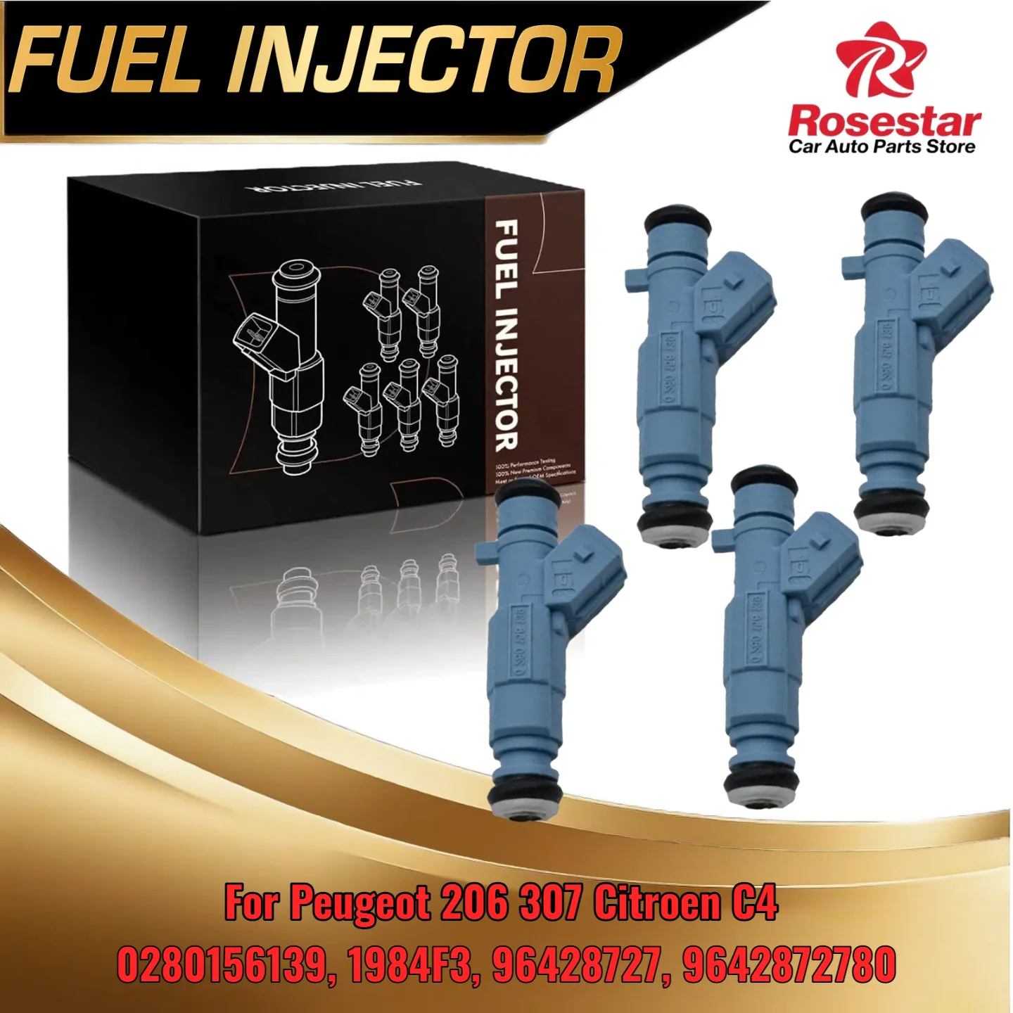 

4 Pieces New Injectors for Peugeot 206 307 for Citroen C4 Compatible with 0280156139 1984F3 96428727 9642872780