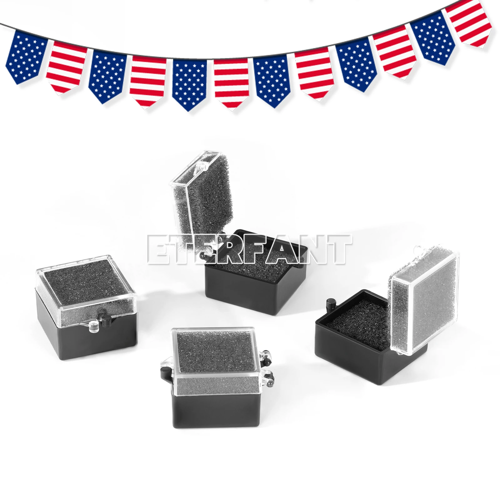 

ETERFANT 1000PCs Dental Lab Crown/Veneer/Bridge Boxes- 1''-Black Crown Boxes with Clear Lid/Black Sponge Inserts US