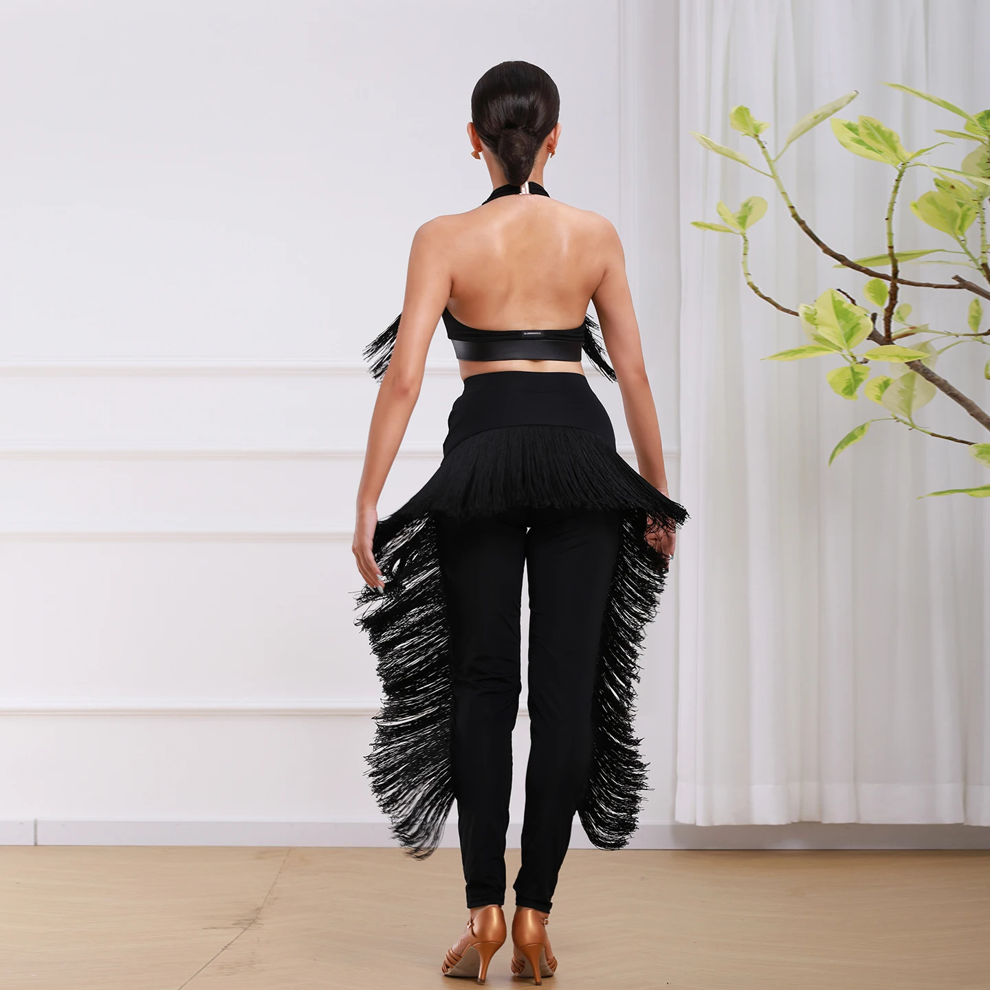 2025 costume de danse latine femme adulte haut de gamme sexy gland haut + pantalon 2 pièces danse moderne tango vêtements de pratique professionnelle