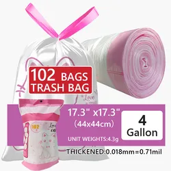 4 Gallon Trash Bag Strong, Leakage-Free, Small Garbage Bags Unscented Thick for Bathroom, Office, Kitchen Small Trash Can, 15L,