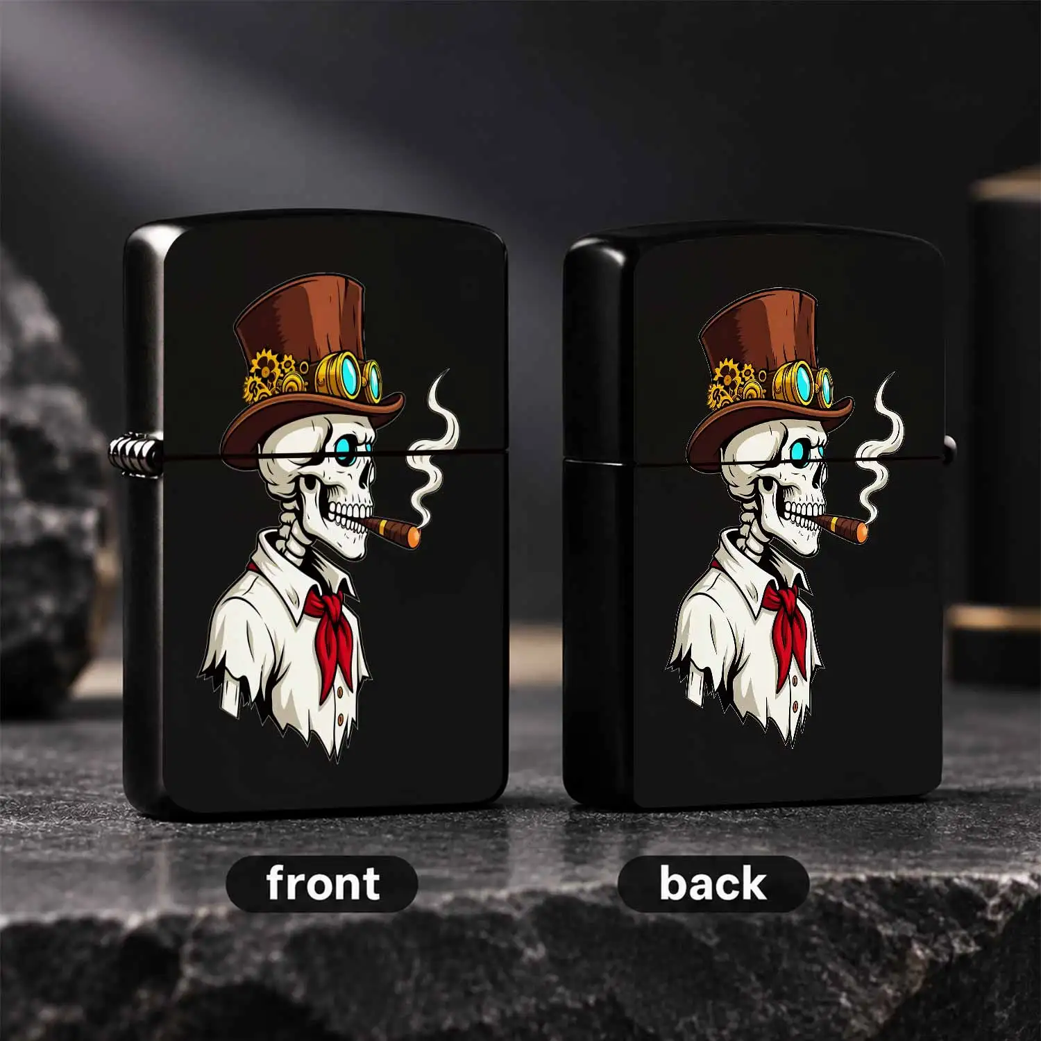Steampunk Skeleton Gentleman Top Hat Decor Lighter, Stylish Creative Portable Ignition Gadget, Suitable For Indoor Outdoor Daily Scenarios, Exquisite Unique Practical Gift For Family Friends, Cool Retro Decorative Access A Humorou And Inter