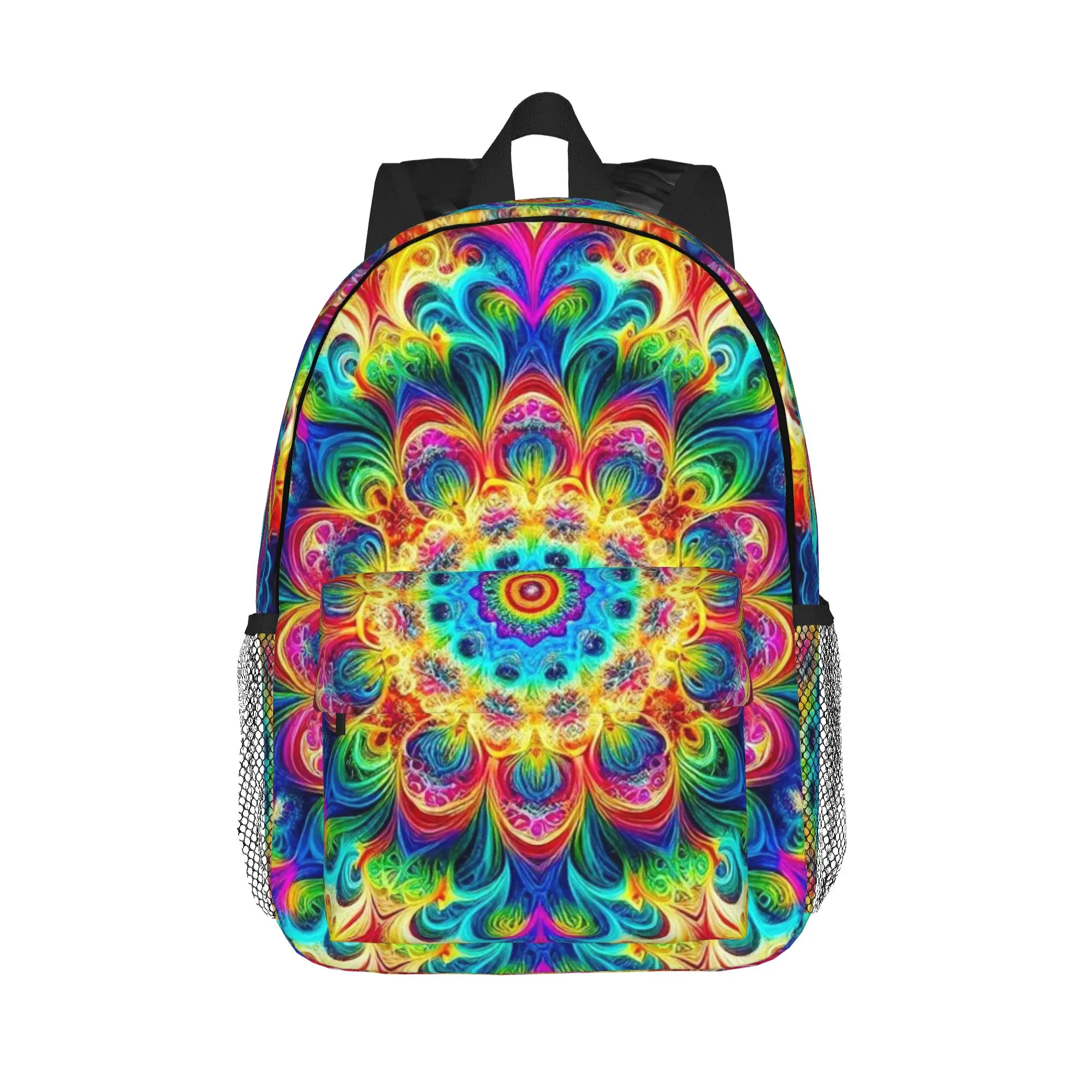 Psychedelic Black with Vibrant Magic Pattern Backpack Hot Sale Daypack Boys Girls BookBag Shoulder Bags for Men Women School Bag