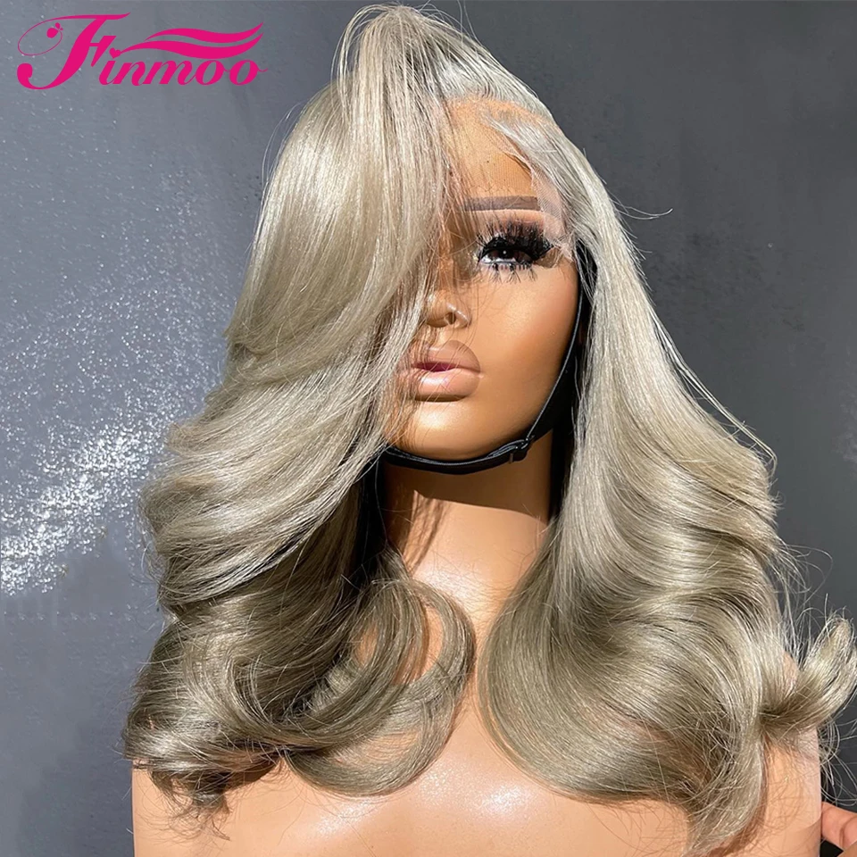 5x5 Glueless Ash Bonde Colored Lace Front Wig Loose Deep Wave Brazilian Remy Human Hair Wigs For Women HD Transparent Lace Wig