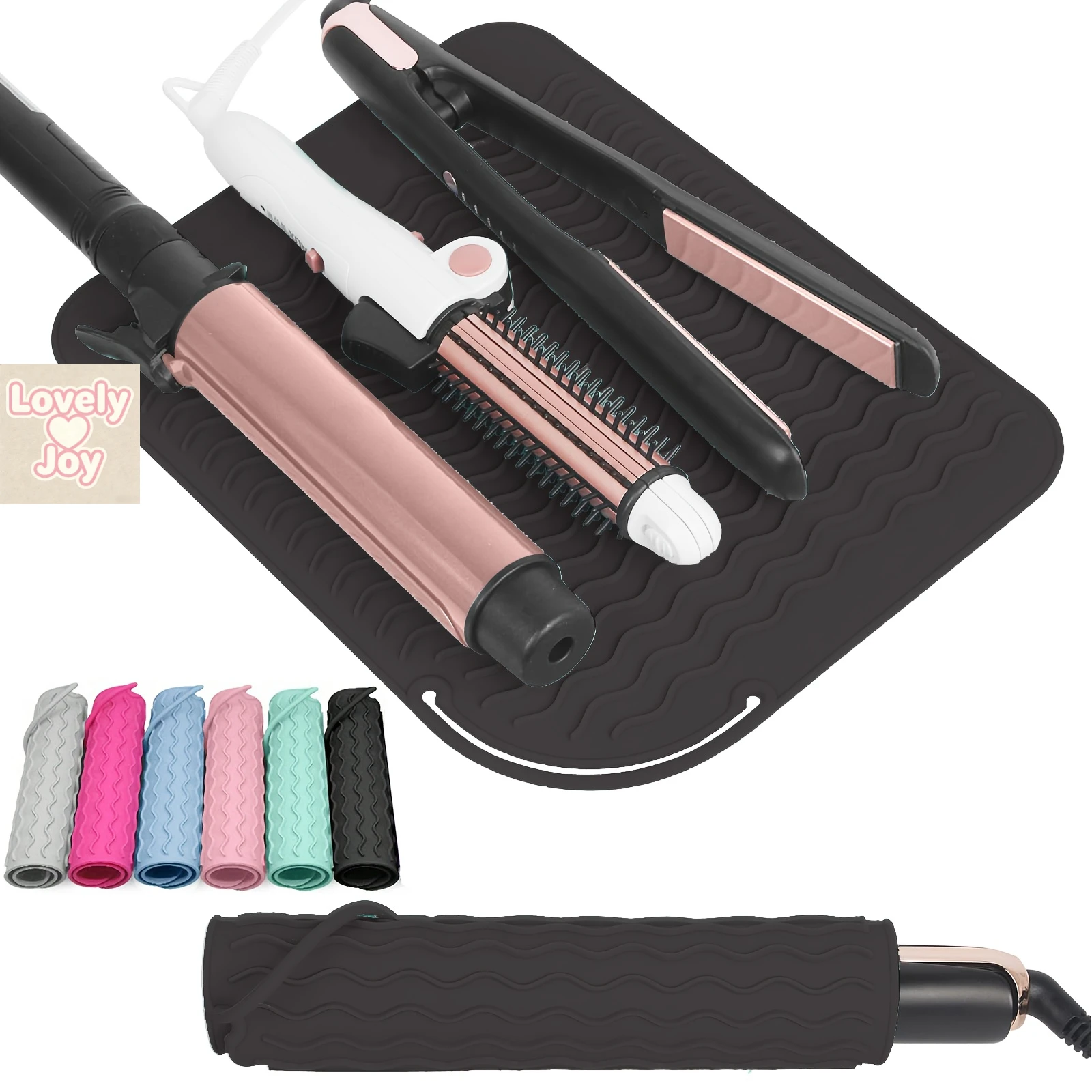 Silicone Heat-Resistant Mat for Hair Straighteners and Curling Irons – High-Temperature Resistant, Non-Slip Travel Storage Case