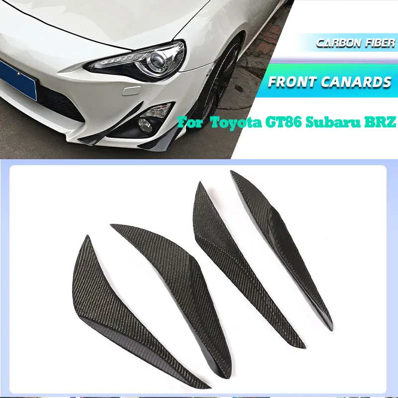 Carbon Fiber Car Front Bumper Canards for Toyota GT86 Subaru BRZ 2012-2016 Racing Front Splitters Side Canards Fins Body Kits