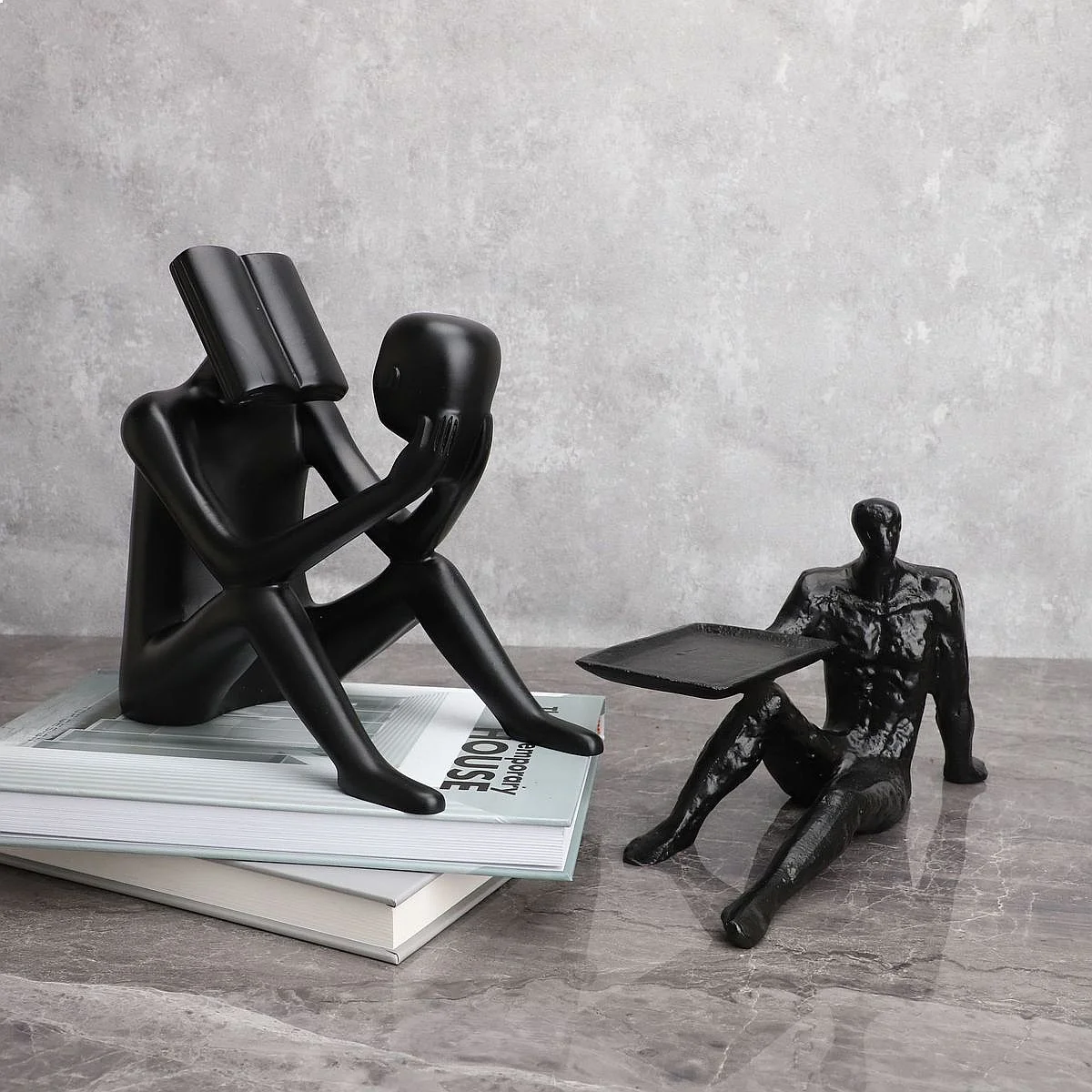 Reader Man Creative Resin Character Ornament Home Desktop Bedroom Soft Decor Gift
