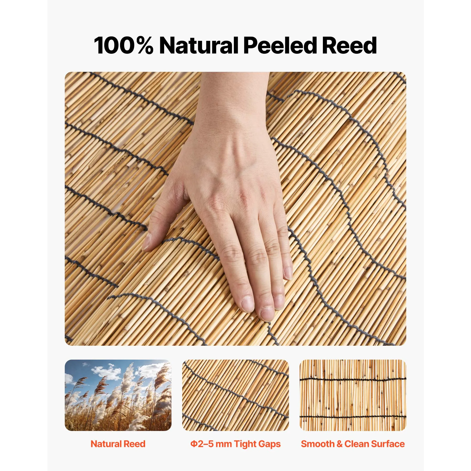 SucceBuy Natural Reed Fencing Decorative Fence Divider Privacy Screen Panel Curtain for Balcony Patio Garden Backyard Outdoor