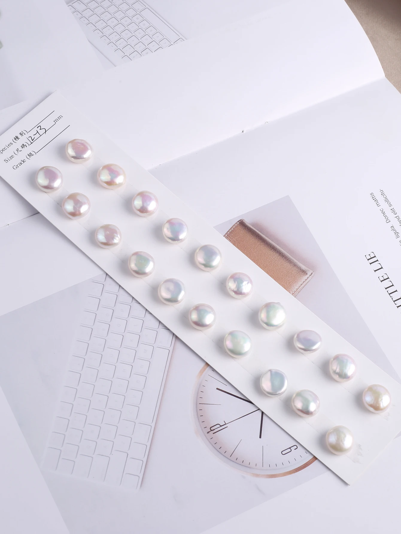 2PCS Natural Freshwater Pearl Round Button Shaped Perforated Beads Jewelry Making DIY Necklace Ring Bracelet Accessories Gift