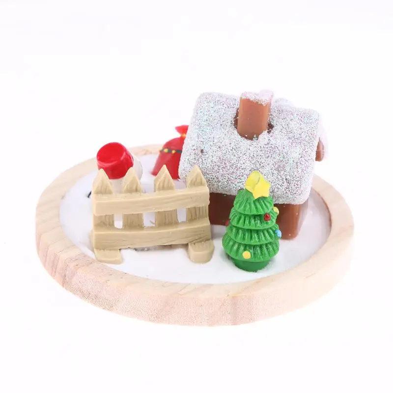 Mini casa de nieve navideña, adorno de escena de muñeco de nieve, árbol de Navidad, decoración de casa de muñecas, microadornos para paisajismo, regalos de navidad
