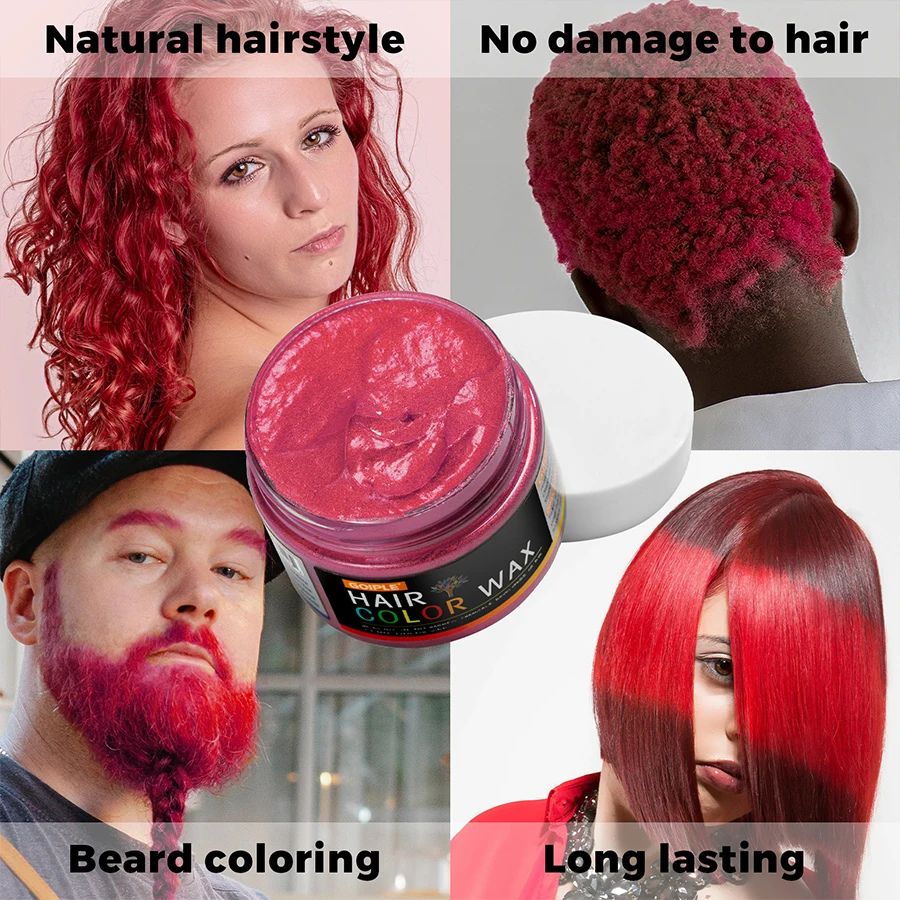 11 Colors Hair Wax Temporary for Men Dye Beard Cream One-time Molding Paste for Unisex Disposable DIY Hair Coloring Styling
