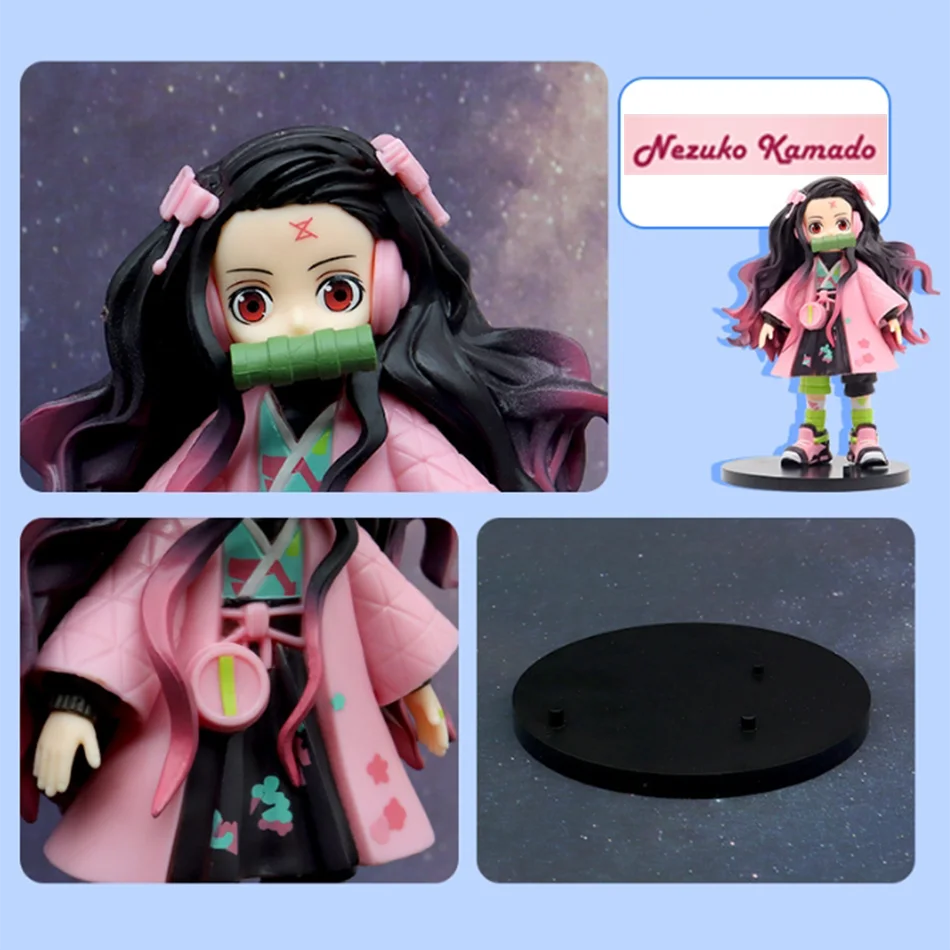 Figurka Anime Demon Slayer 15cm Nezuko Tanjirou Zenitsu Inosuke Kyoujurou Giyuu Kawaii Qposket Model PVC Zabawki Prezent dla Dzieci
