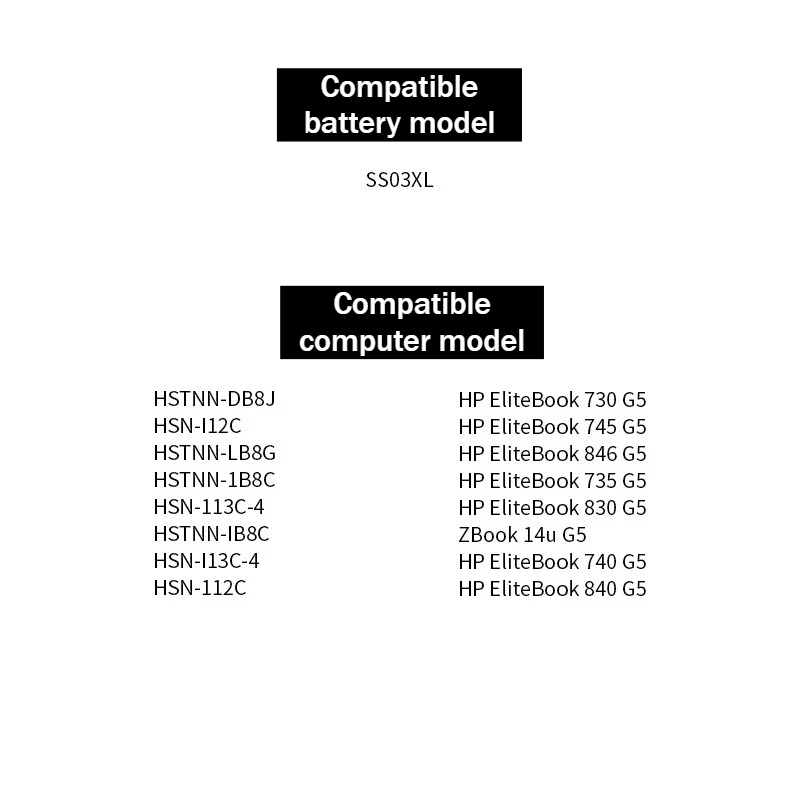 بطارية 11.55V 4330mAh SS03XL لـ Hp ZBook 14U G5 EliteBook 840 730 735 740 745 830 846 G5 735 745 830 840 G6