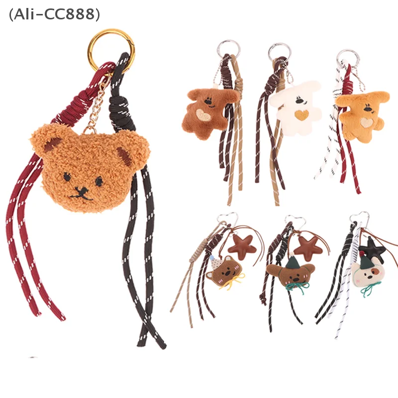 〔CC88〕Cute Plush Bear Pendant Cartoon Bag Charms Keychain Backpack Ornament Girly Heart Bag Decor Fashion Lanyard Accessories