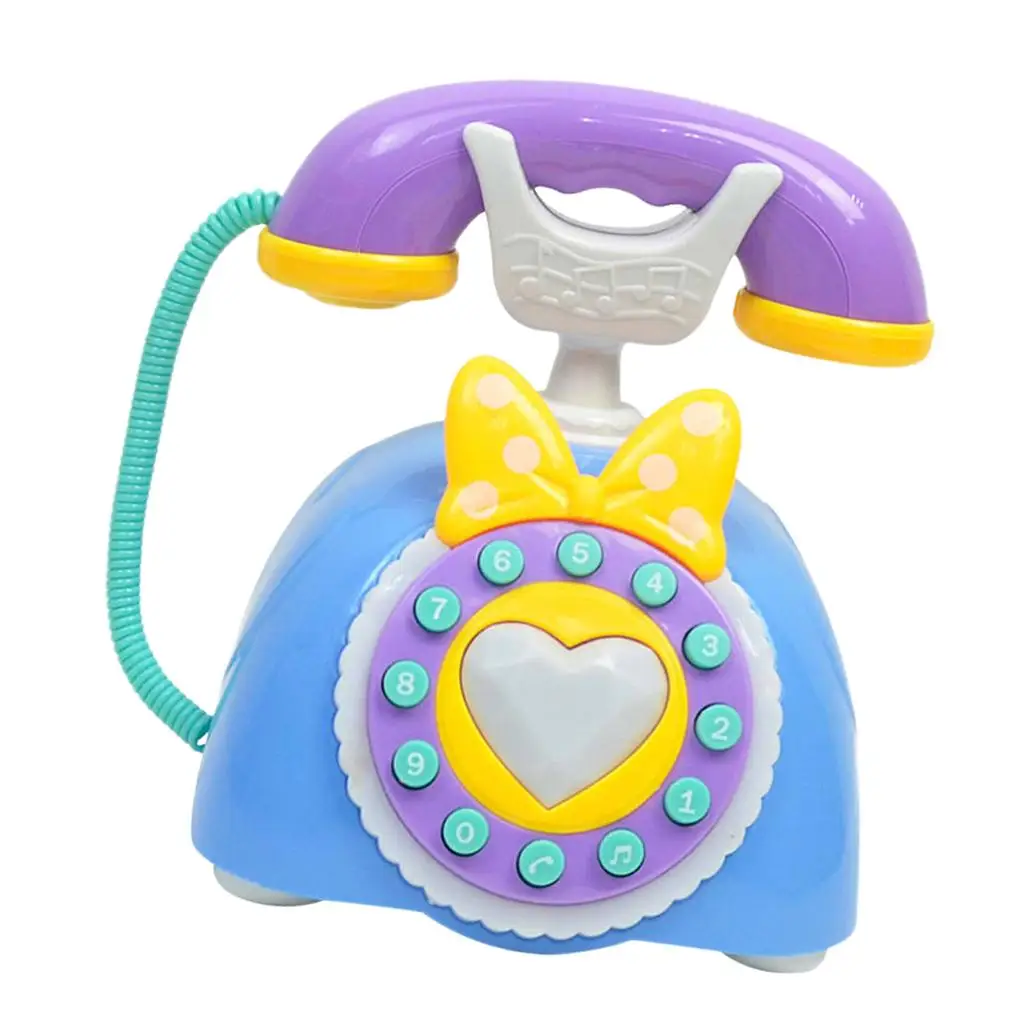 Plastic Electronic Vintage Telephone Landline Kids Pretend Play Early Educational Toy Birthday Gift