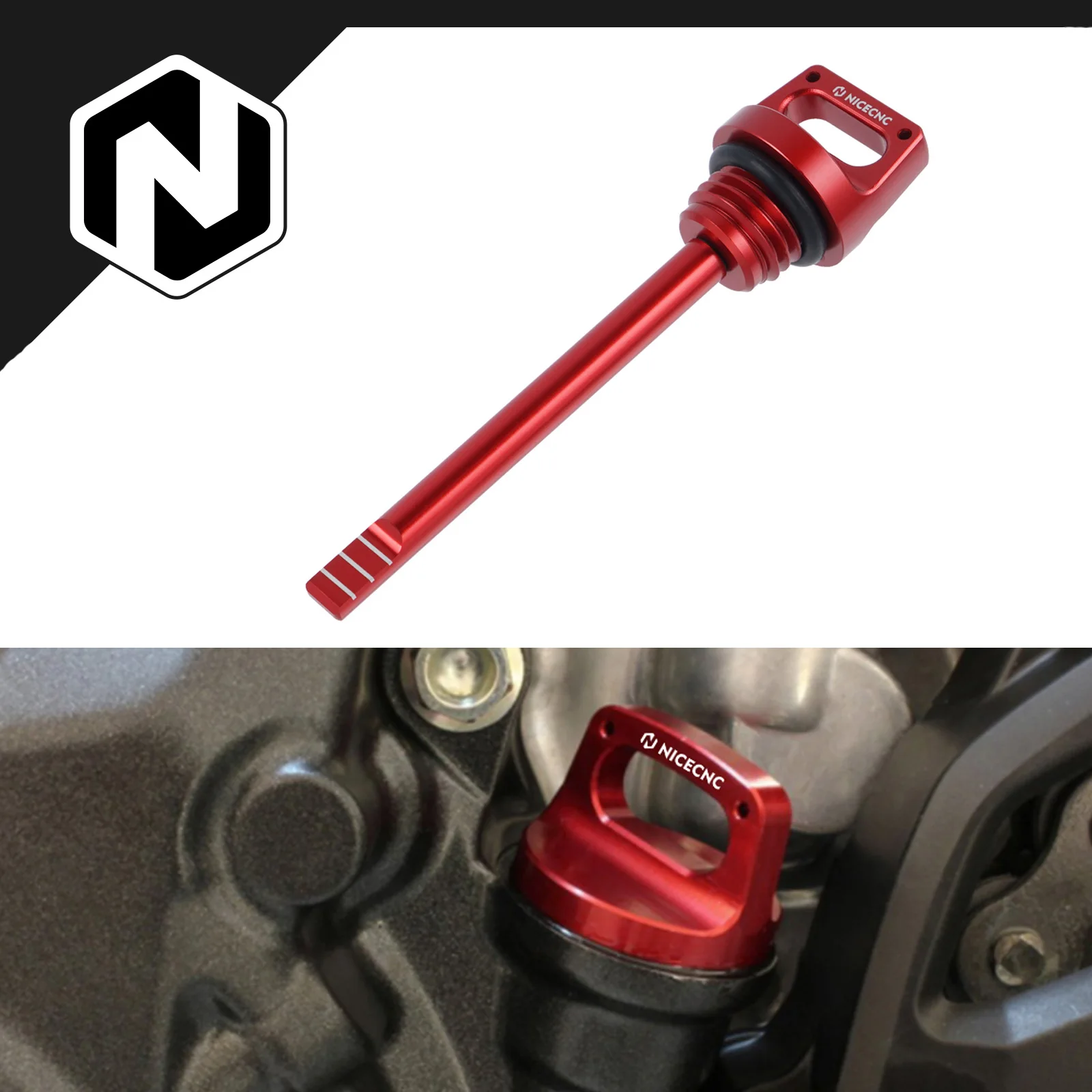 NICECNC Oil Dipstick Plug For Honda CRF450R 2017-2022 CRF450RX 2017-2020 CRF450RWE 2019-2020 Aluminum Motorcycle Accessories