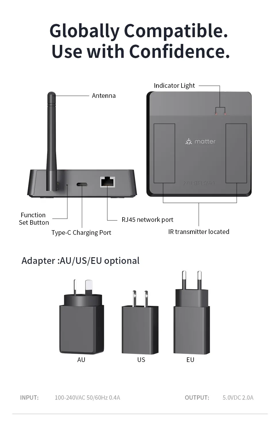 Zemismart Matter Thread Zigbee Gateway mit IR-Steuerung Smart Home Bridge Hub Unterstützt Tuya Google Home SmartThings Homekit M1 Pro – Detail 14