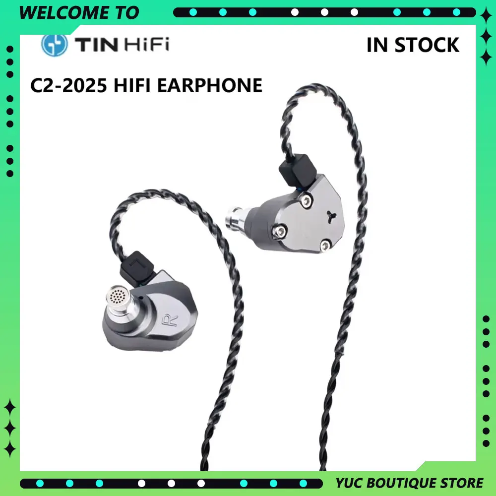 TINHIFI C2 Wired Earphones 2Pin HD Microphone Cable HiFi Earphone in Ear Monitor Drive 10MM PU LCP 2025 Detachable Music Gifts