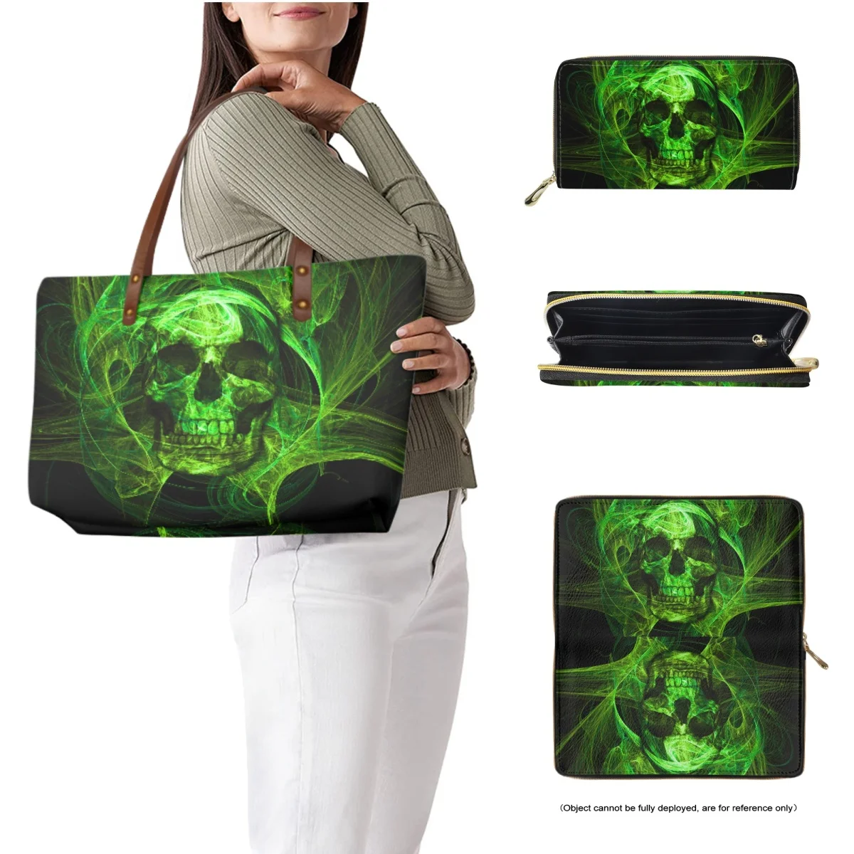 FORUDESIGNS Combination Bag Wallet Women's Horror Theme Skull Handbag Various Styles Bags Wrist Pack Buckets High Street