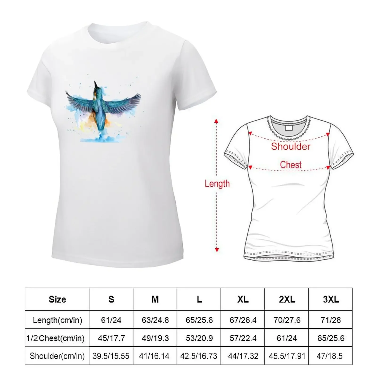 Watercolour Kingfisher in flight T-shirt hippie clothes aesthetic clothes Blouse tight shirts for Women