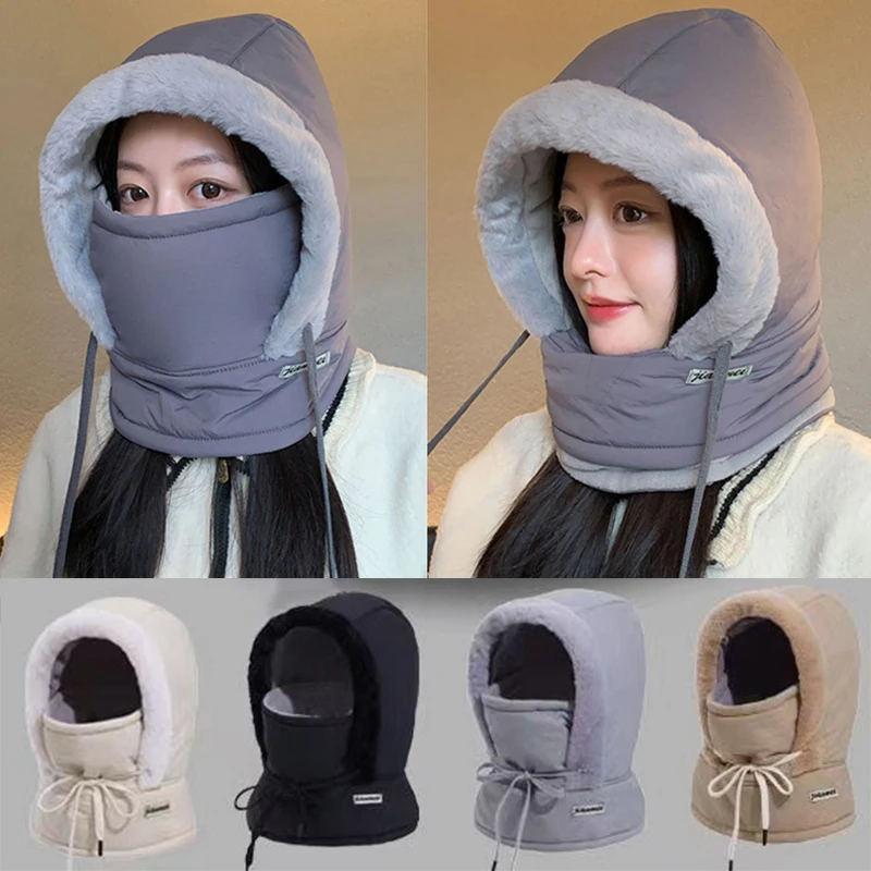 Unisex Thickened down Cotton Balaclava Winter Hat Windproof Full Face Mask Beanie Cap Outdoor Warm Scarves for Men Women