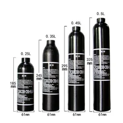 0.25L/0.35L/0.45L/0.5L Aluminum Alloy Gas Bottle 300Bar High Pressure Air Cylinder Diving Oxygen Tank Aquarium CO2 Tank M18*1.5