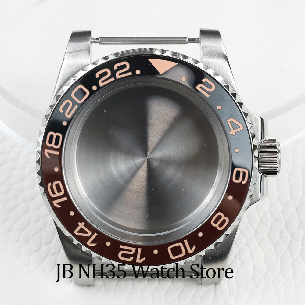 40mm no calendar watch case soild stainless Steel Sapphire Glass  waterproof fit NH35 NH36 Movement 28.5mm dial SUB GMT case