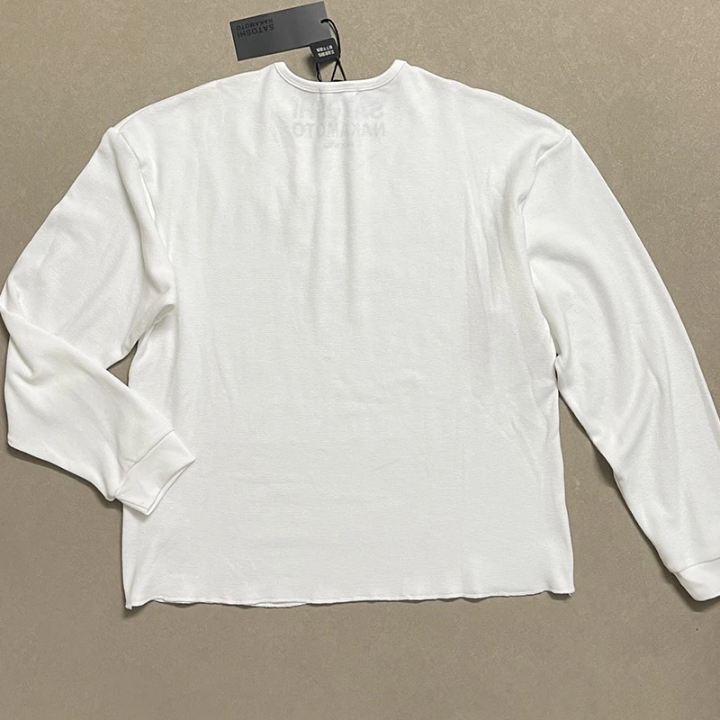 SATOSHI NAKAMOTO Long Sleeve American Classic Slogan Waffle Loose Fit Long Sleeve T-Shirt Men Women