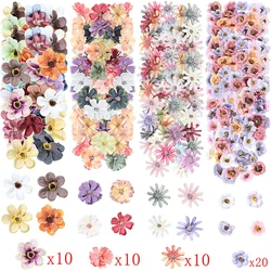 50Pcs Mini Mix Artificial Rose Flowers Heads Silk Fake Flowers for Home Dceor Wedding Decoration Craft Wreath Gifts Accessories