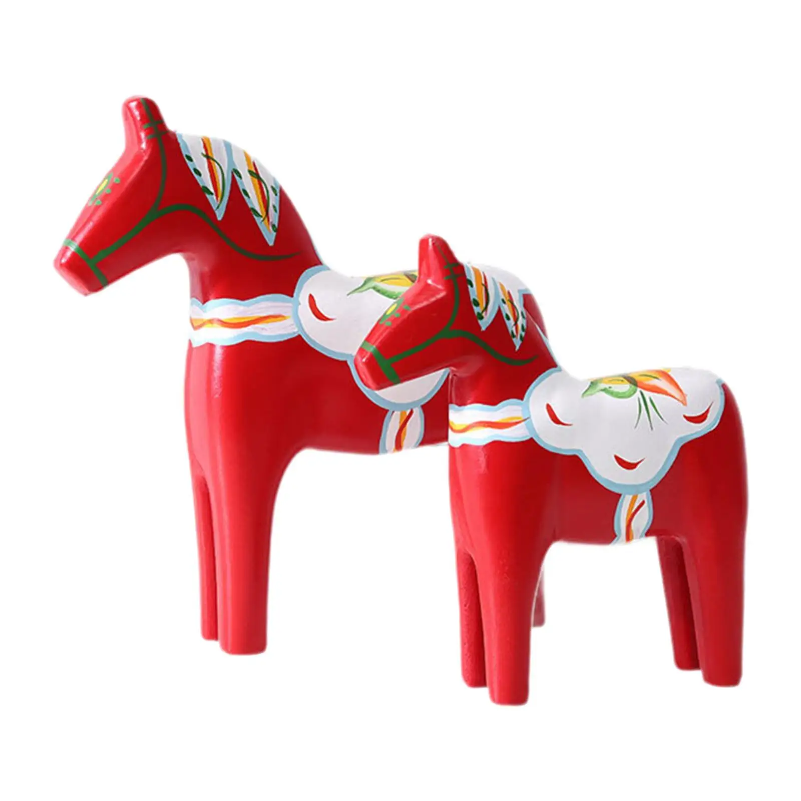 2 Pieces Dala Horse Figurine Red Hand Painted Dalecarlian Horse Ornament