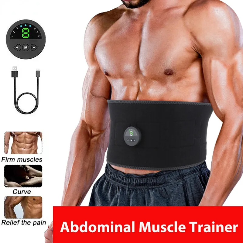 Muscle Massager EMS Abdominal Belt Electric Muscle Stimulation Portable Fitness Massager Waist Trainer Body Slimming Shaping