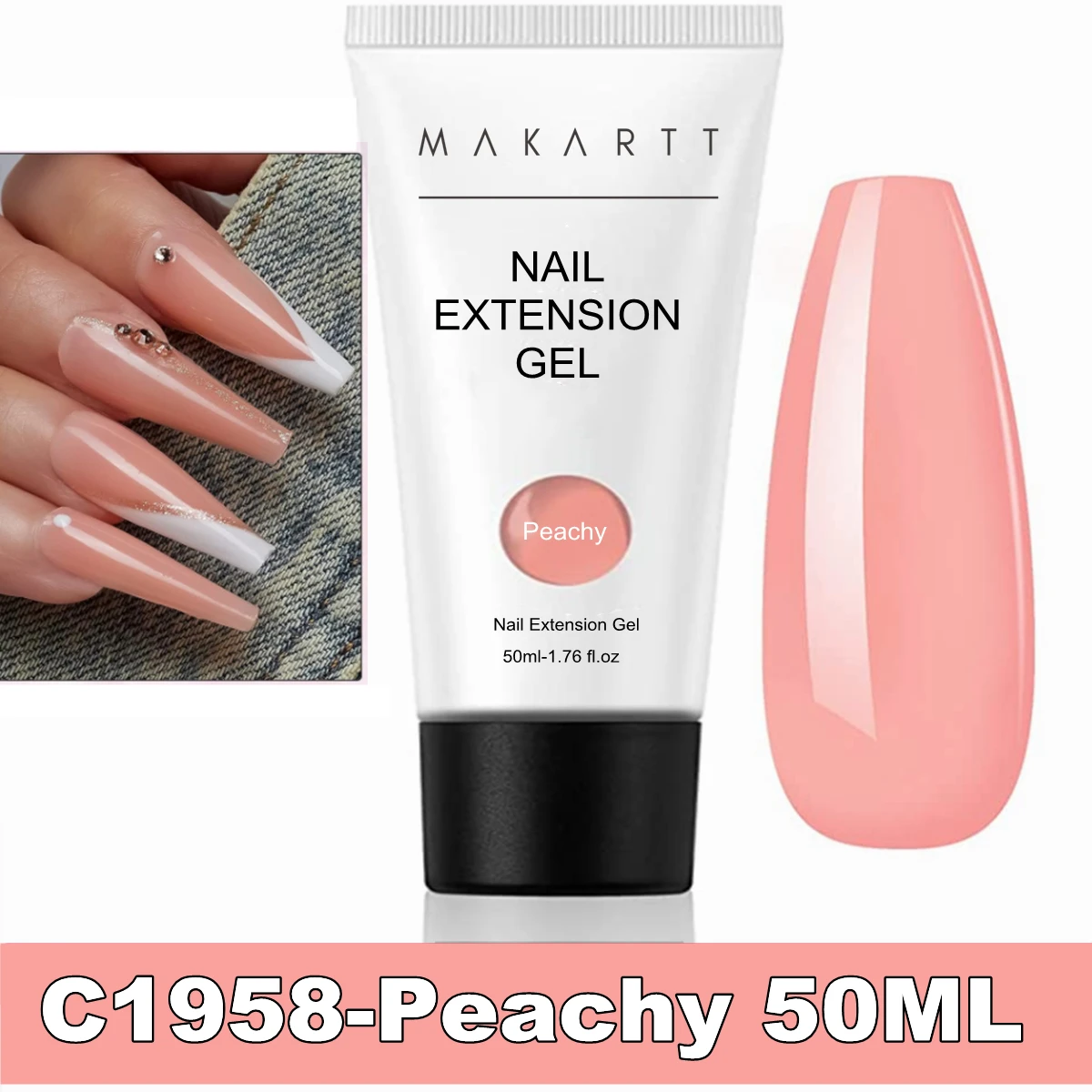 Makartt Poly Nails Acrygel, 50g Transparant/Roze/Nude Nagelverlengingsgel Glitter Builder Nagelgel voor trendy DIY nagelkunst