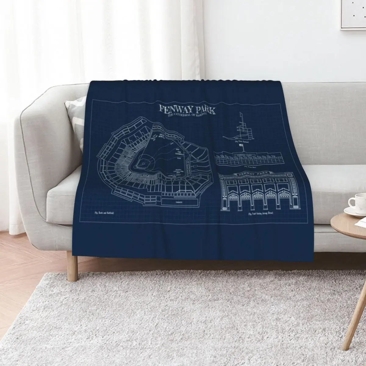 

Fenway Park. The Cathedral of Baseball (Navy Blueprint) Throw Blanket Luxury Loose Luxury Throw Tourist Blankets