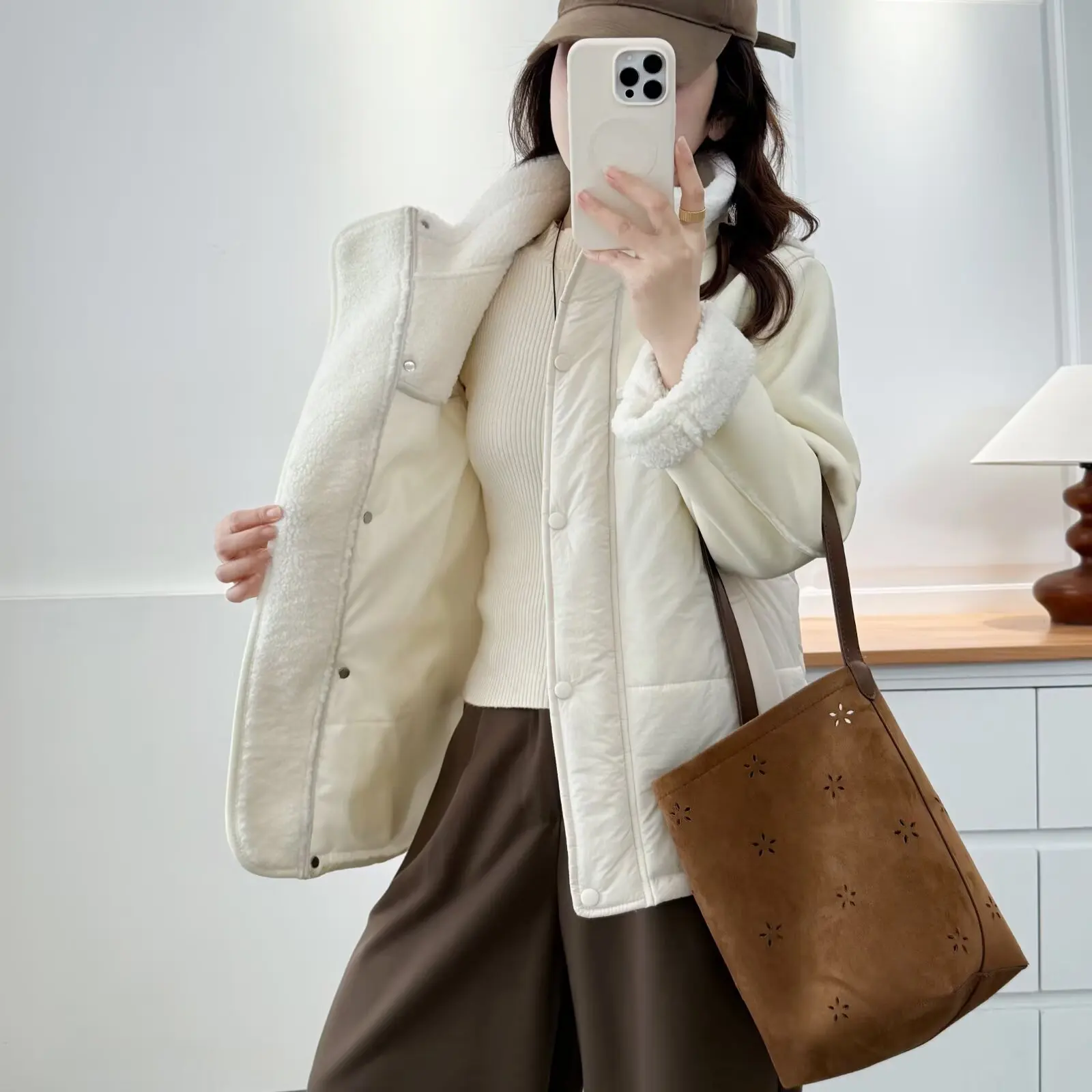 XXXXL Mode Plus Größe Damen Parkas Winter Neue Stilvolle Lammfell Fleece Patchwork Stehkragen Gepolsterte Jacke Warmer Mantel 2256