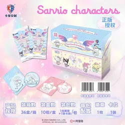 Scatola originale Sanrio Hello Kitty Kuromi Melody Cinnamoroll Badge Cartoon carte da collezione giocattolo per regalo di compleanno per bambini