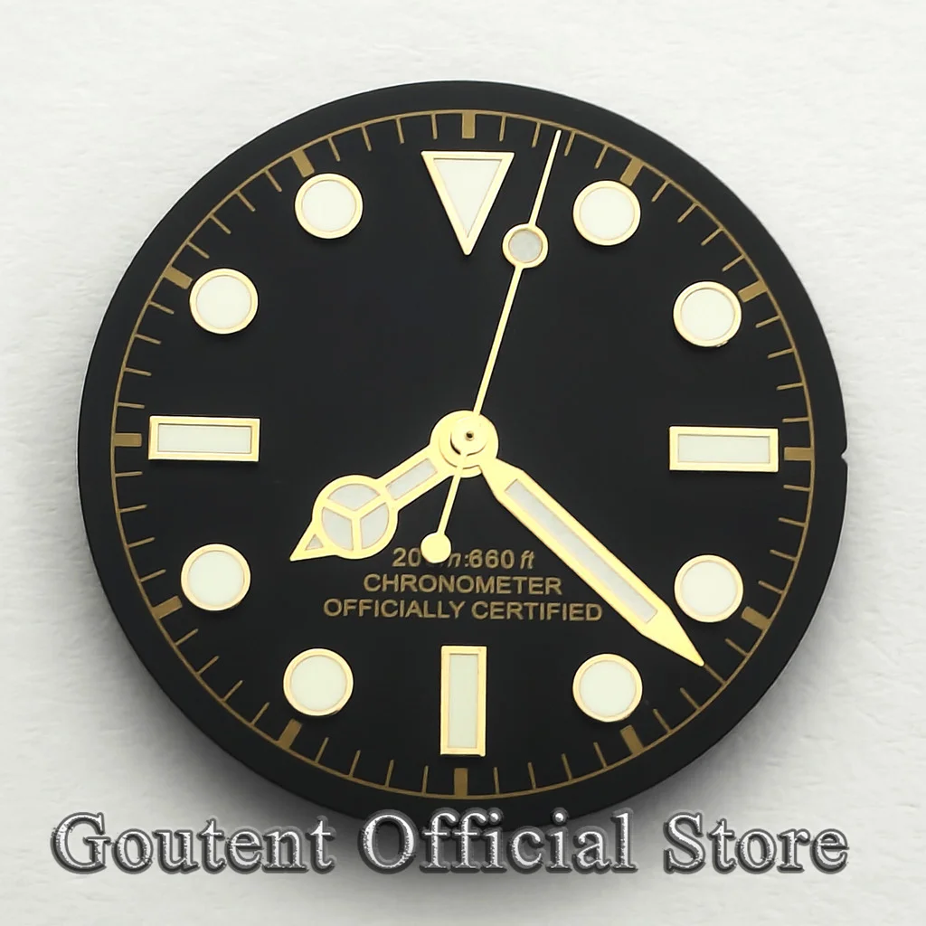 Goutent 28.5mm gold Sterile Diver Chronometer Watch parts Multi Color Fit NH35 Miyota ETA Watch Mod Replacement Parts