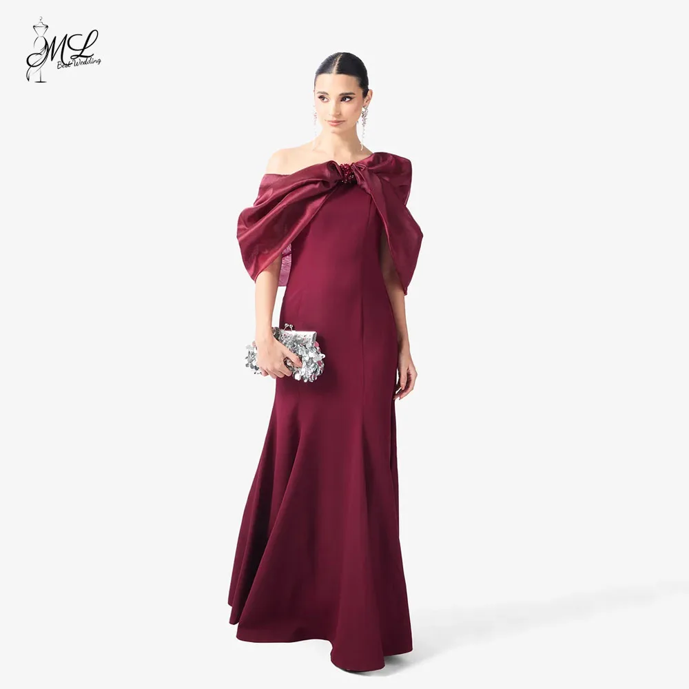 ML Neues Abendkleid 2026 Maßgeschneidertes Kristall-Organza-Cape Bodenlange Arabische Meerjungfrau Ballkleid Formelle Partykleider