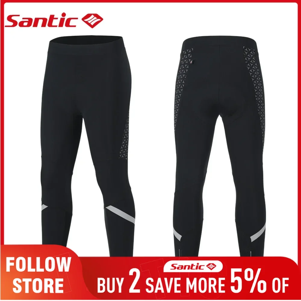 

Santic Men's Cycling Long Pants Summer Quality Italy Padded Bicycle Pants Breathable MTB Trousers Reflective Road Bike Pants
