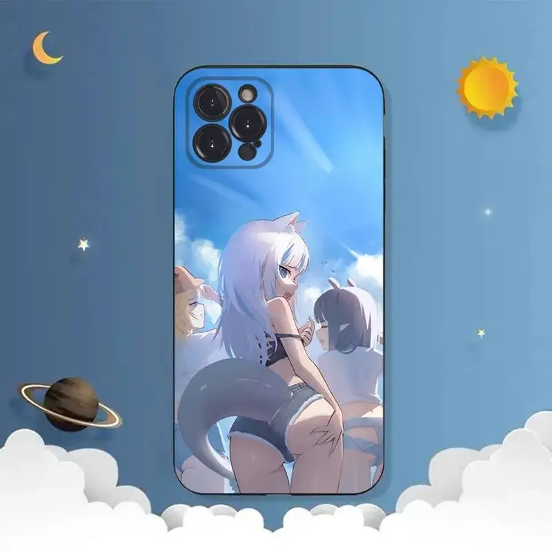 Gawr Gura VShojo VTuber Phone Case For iPhone 11 12 Mini 13 14 PRO XS MAX X XR 6 7 8 Plus Black Shell