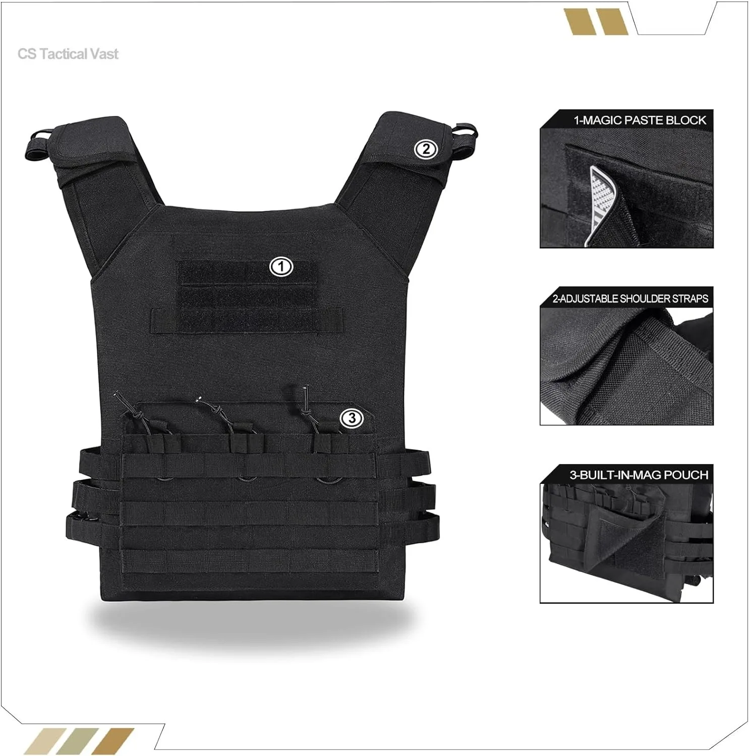 600D Nylon Tactical Outdoors Vest,Fully Adjustable Breathable,Lightweight Modular Paintball Police Airsoft Vest