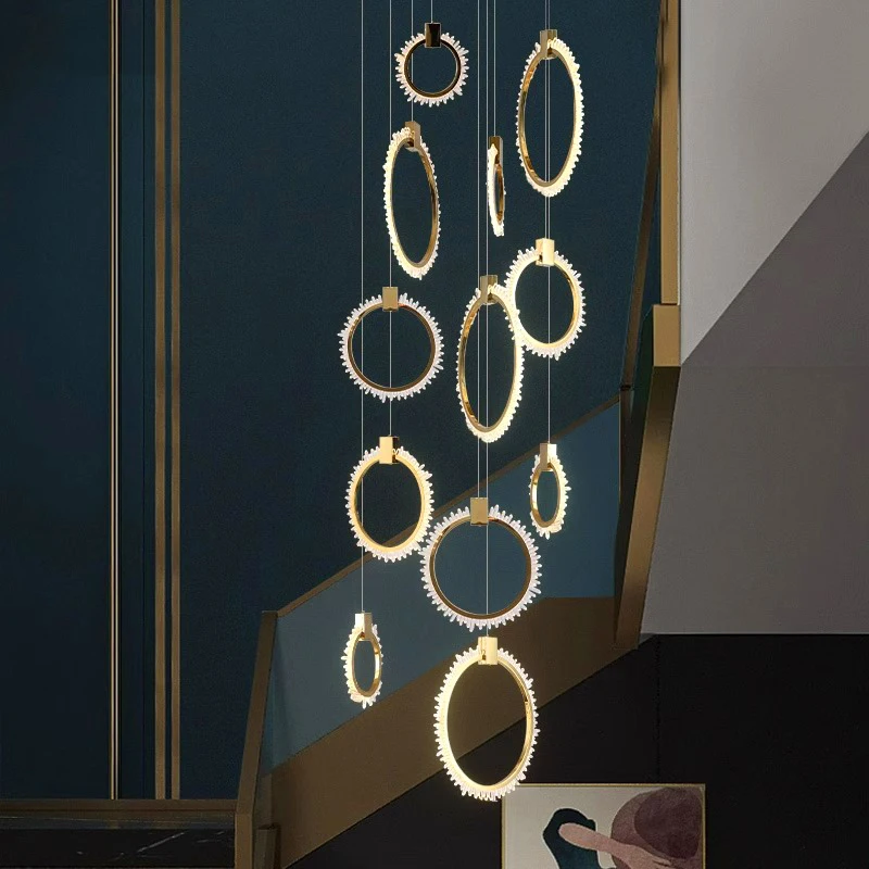 Imagem -03 - Modern Crystal Chandelier For Home Decoration Stair Pendant Lamp Living Room Pendant Lights Iluminação Interior