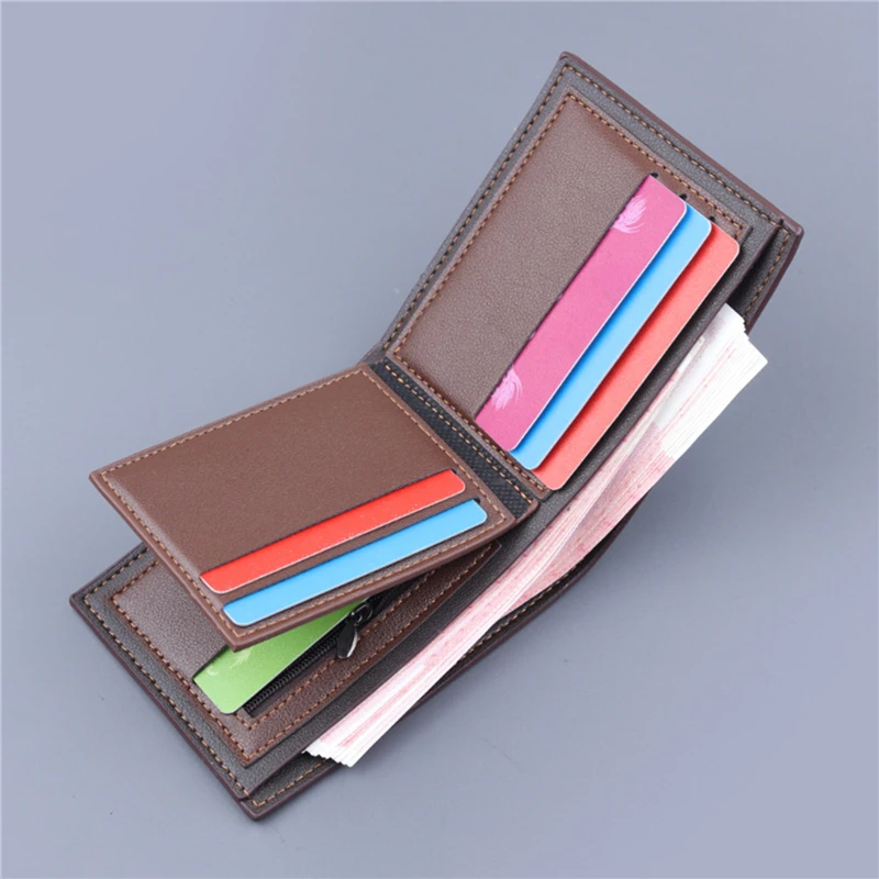 Short Men Wallets Clutch Slim Card Holder Zipper Coin Pocket Mens Wallet New Fashion Brand Photo Holder Small Male Purses 2024