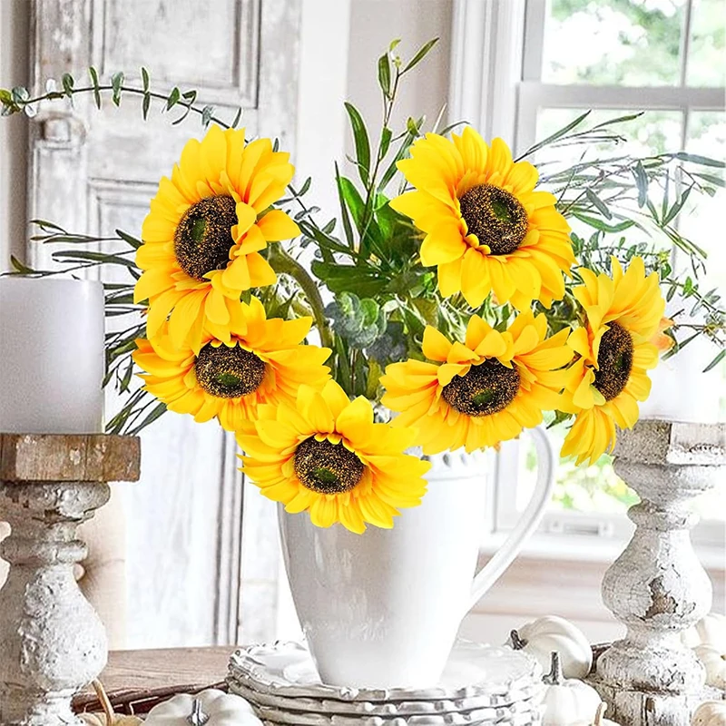 Künstliche Sonnenblume, künstlicher Blumenstrauß, Fake-Blume für Zuhause, Tischdekoration, Hochzeitsdekoration, Blumenarrangement im Freien – Detail 3