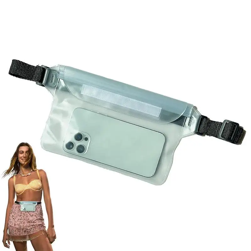 Waterproof Phone Fanny Pack Mobile Belt Bag Beach Accessories Waist Pack High Capacity 3-Layer Waterproof Bag For Swimming