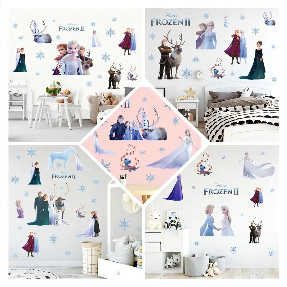 MINISO Cartoon Princess Elsa Wall Stickers For Kids Rooms Girls Bedroom Poster Vinyl Mural Art  Decal Baby Nursery Wall Decor