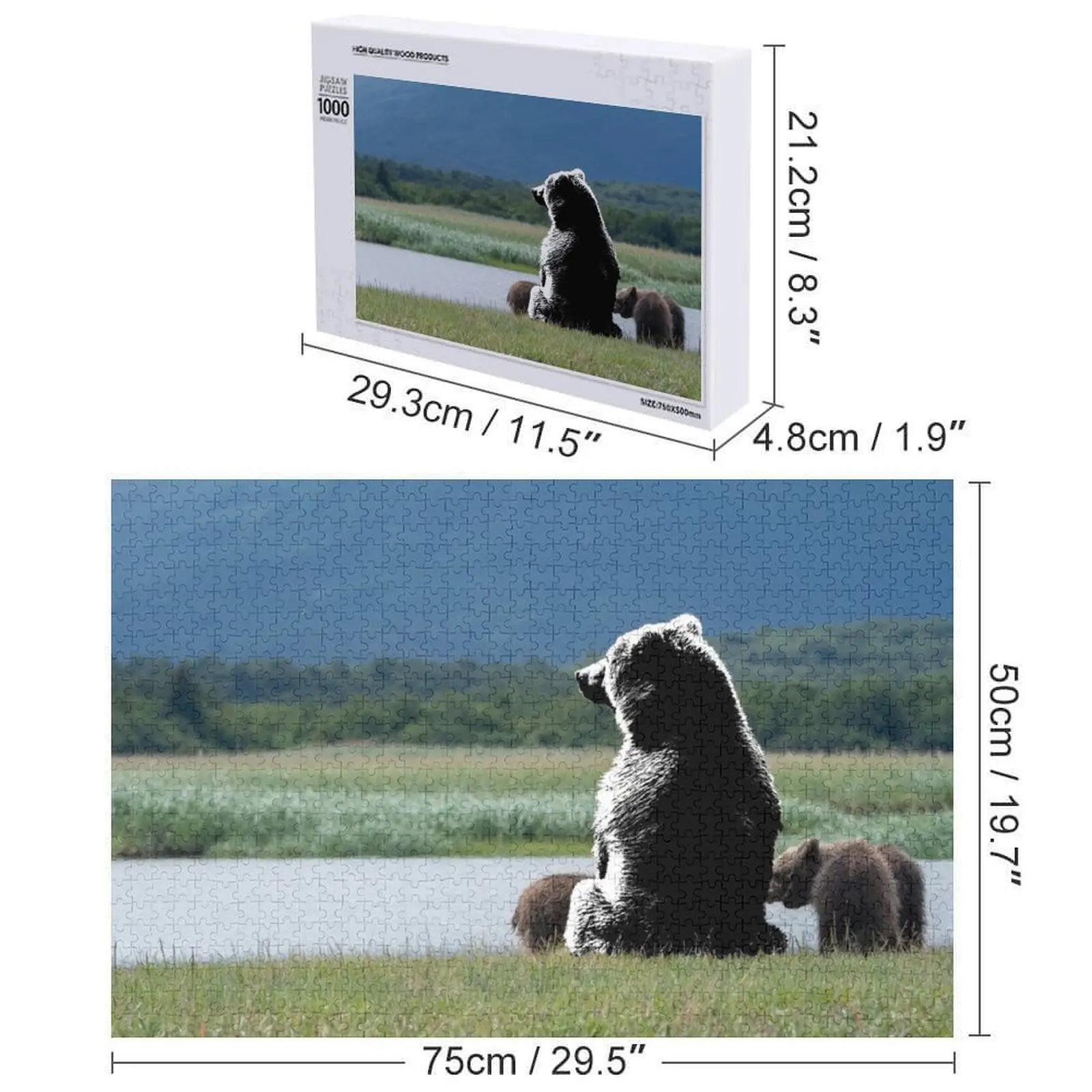 Puzzle Triste Orso Puzzle in legno con nome IQ