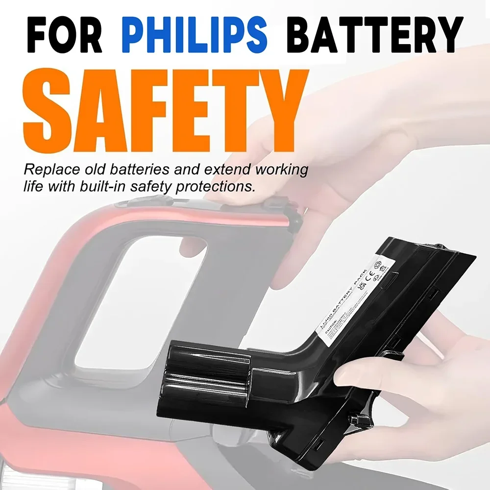 25.2V Battery 6.8Ah for Philips Vacuum Cleaner SpeedPro Max Aqua SpeedPro Max Stick XC8147 FC6822 FC6823 FC6904 FC6908 FC6822/01