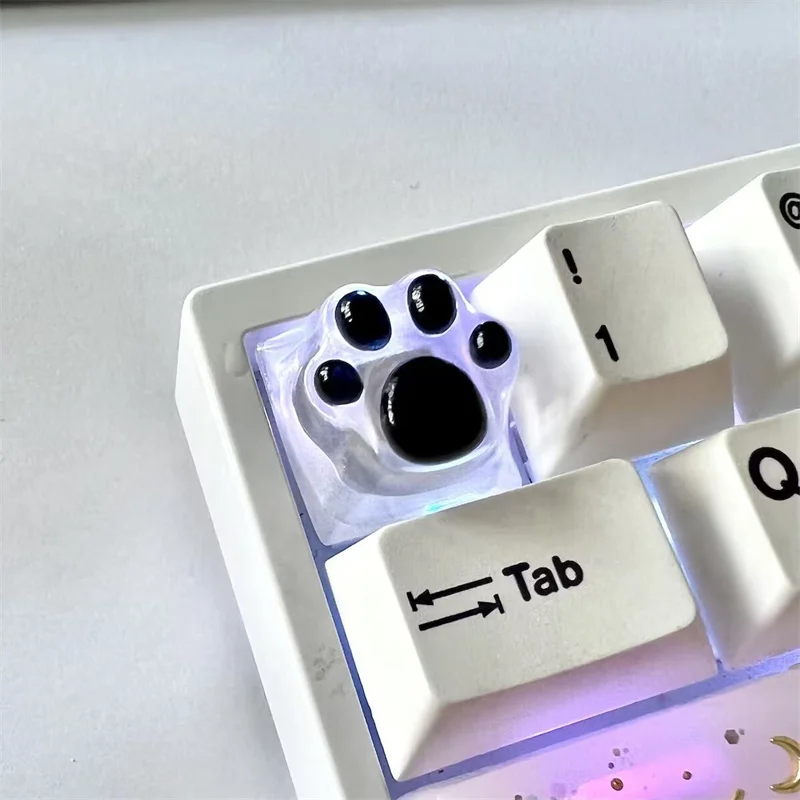 Mechanical Keyboard Resin Keycap Cat Paws Pad Clear Backlit RGB WASD Arrow ESC Key Cartoon Cute OEM XDA Cherry Profile Mx Switch