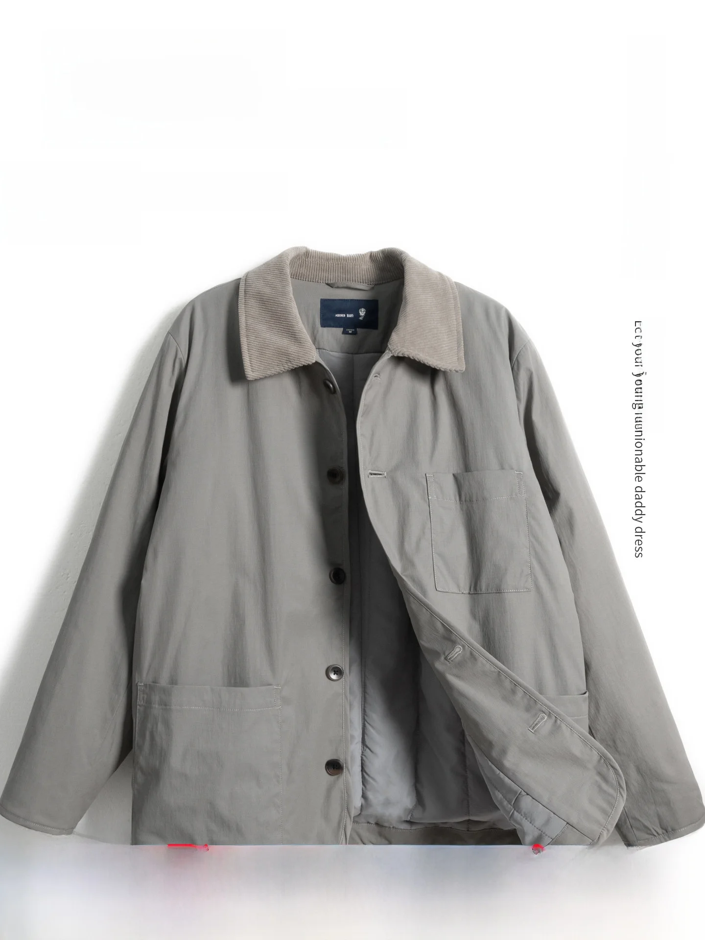 

Warm Thin Cotton Jacket for Middle-Aged Men Loose Fit Autumn Winter Fashion Casual Style Nylon Polyester Blend Button Closure